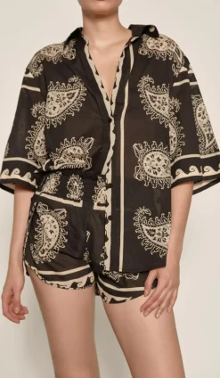 Tops-Johanna Ortiz Paisley Situation Shirt In Black