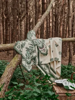 Table Linens-Johanna Ortiz Secret Life Of Funghi Cloth Napkins In Green Set Of 4