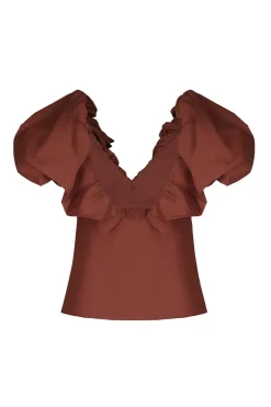 Tops-Johanna Ortiz Vientos Salvajes Top In Chocolate
